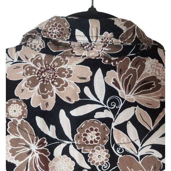 Haymaker Vintage Beige Floral 100% Cotton Button Jacket Long Sleeve Womens Large - Picture 15 of 15